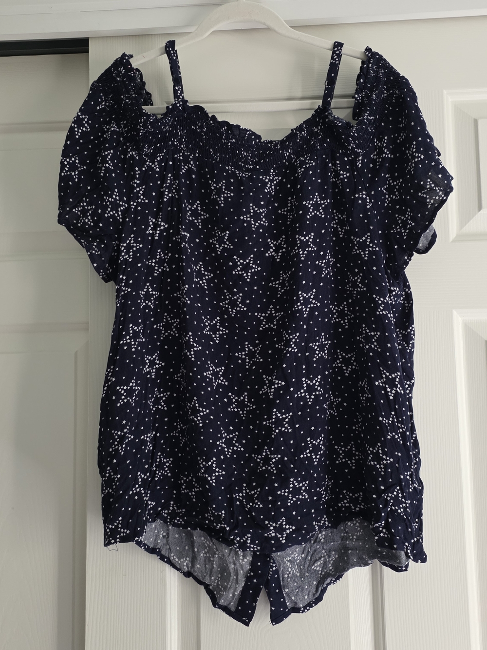 Torrid Navy Star-Print Button Front Blouse - Picture 8 of 8